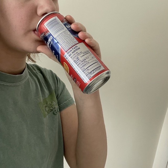 my first picture for an interaction is drinking from an opaque can