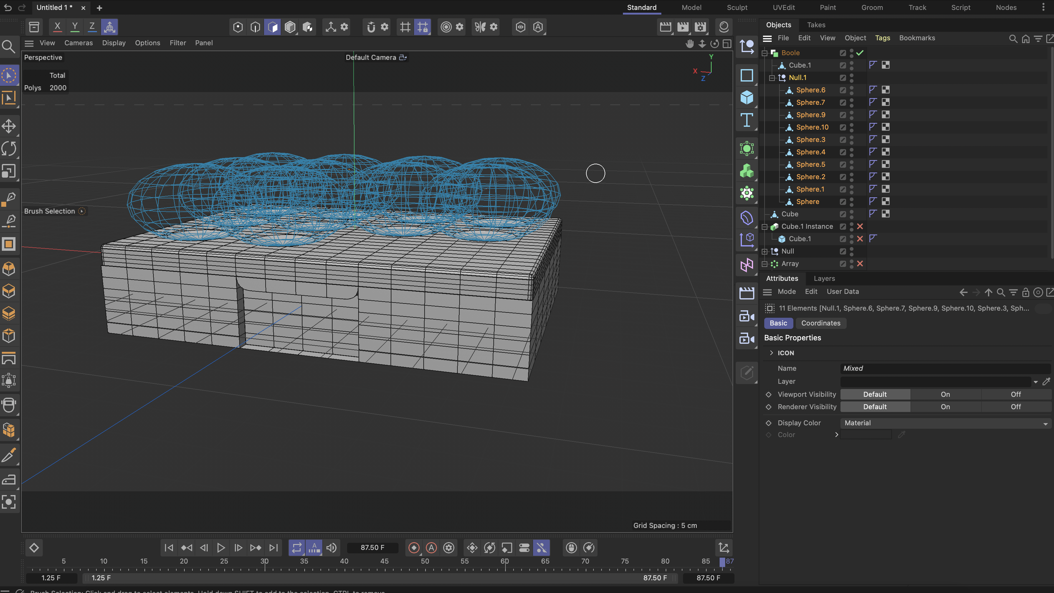learning how to use the boolen tool to create indents