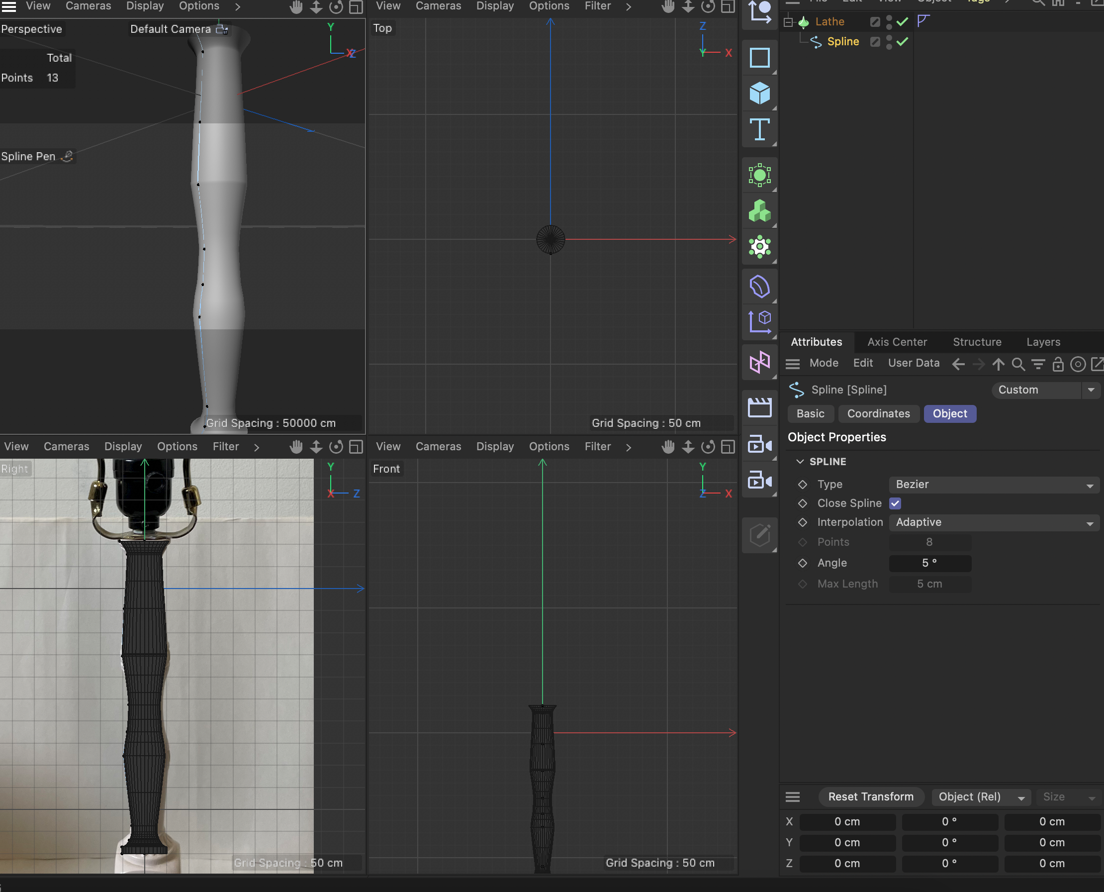 This is an in progress shot of me using the spline and lathe tool as shown in the tutorial